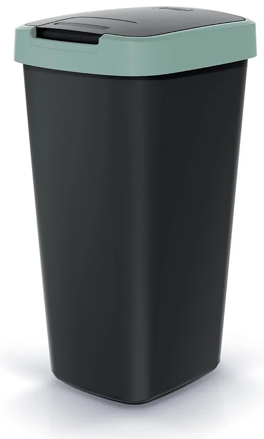 Odpadkový kôš s farebným vekom, 25 l, zelená / čierna