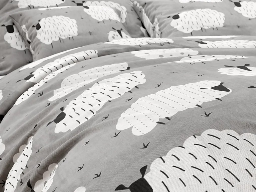 Bavlnené obliečky WHITE SHEEPS sivá Rozmer obliečky: 70 x 90 cm | 140 x 220 cm
