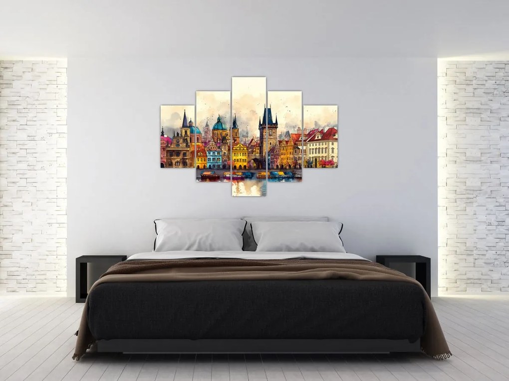 Obraz - Jeseň v maľovanom meste (150x105 cm)