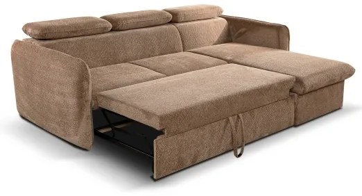 Rozkladacia rohová sedacia súprava do L BEJA, béžová, pravá, s úložným priestoro