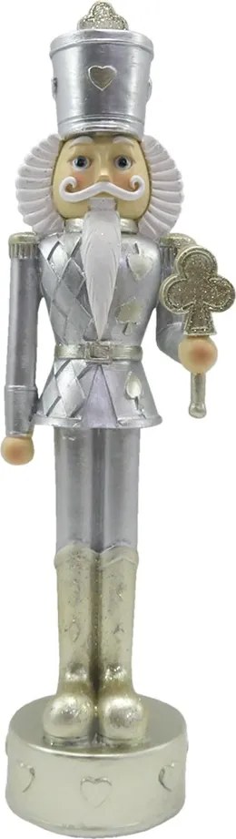 Vánoční stříbrná dekorace Louskáček - 6*6*24 cm