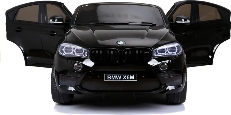 LEAN CARS Elektrické autíčko BMW X6M pre deti čierne lakované LED MP3