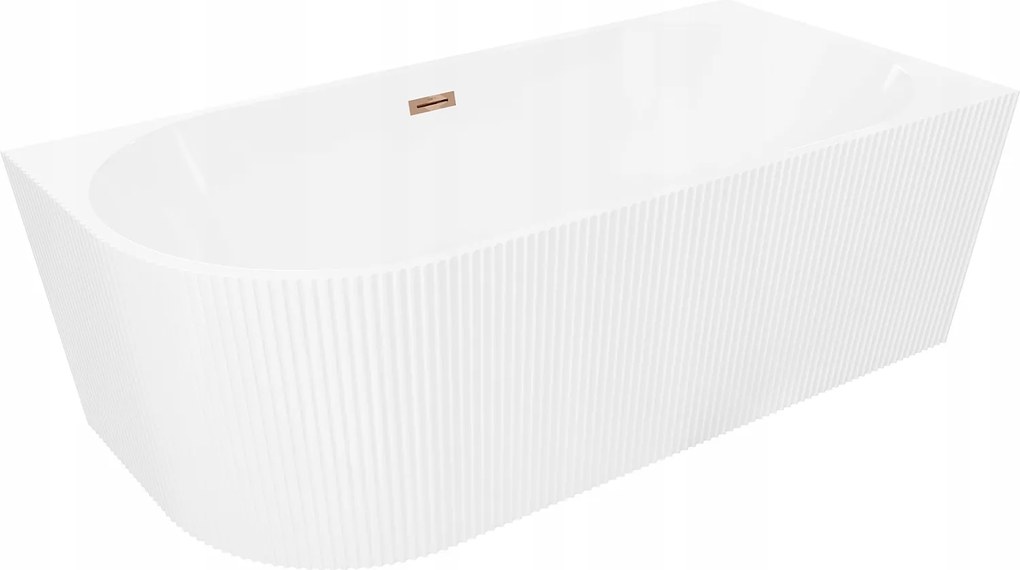 Mexen Silo rohová vaňa 150x75, biela, ryhovaná, zlato prepad