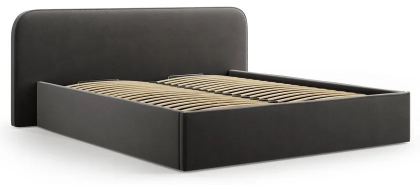 Čierna čalúnená dvojlôžková posteľ s úložným priestorom s roštom 200x200 cm Elizabeth – Micadoni