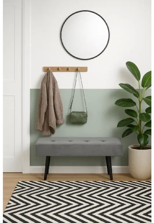 Noela Zamatová lavica s čiernou podnožou MOZA šedá