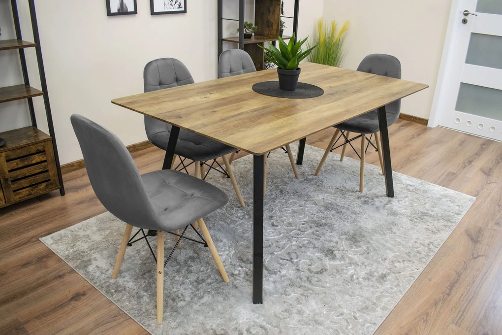 AKCIA Sivá zamatová jedálenská stolička DUMO II. akosť