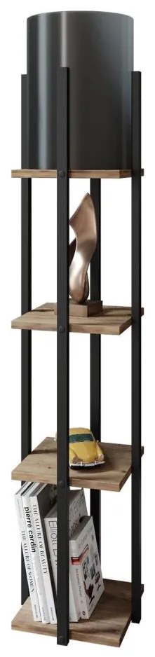 Stojacia lampa s poličkami NORA 1xE27/40W/230V čierna/hnedá