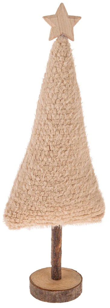 Vianočná dekorácia Textilný stromček 45,5 cm, chlpatý fleece, béžová