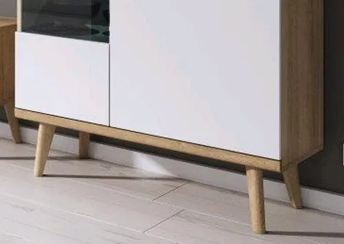 Nízká vitrína Primo, dub riviera/biela