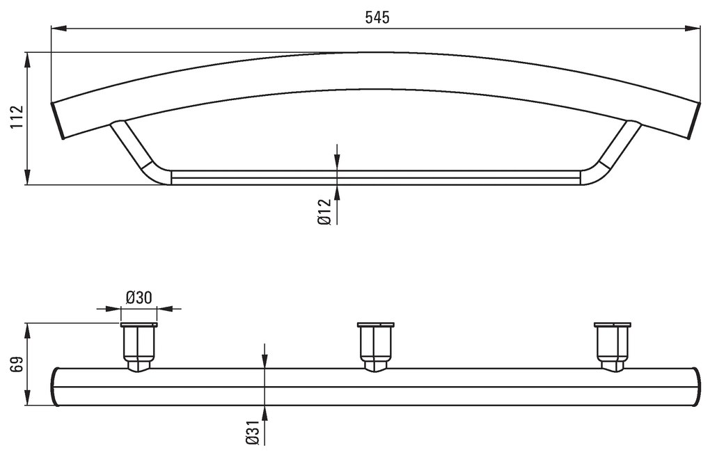 Deante Vital príslušenstvo, nástenné kovové madlo s miestom pre uterák, čierna matná, DEA-NIV_B41H