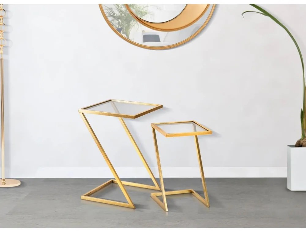 Odkladacie stolíky v súprave 2 ks so sklenenou doskou 40x40 cm Zet – Mauro Ferretti