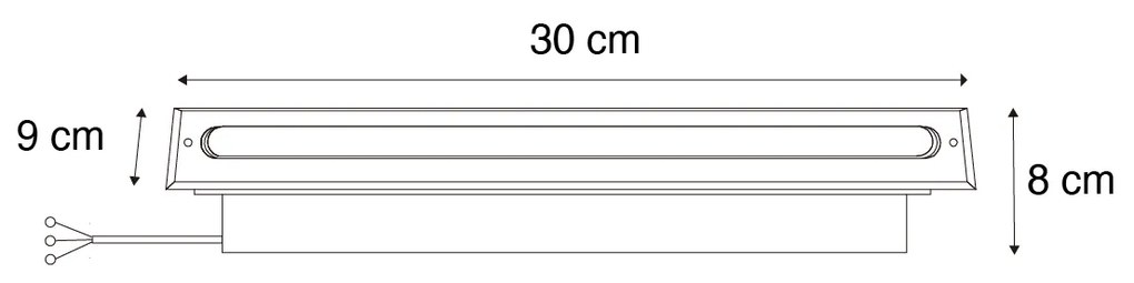 Sada 4 moderných oceľových zemných bodových svietidiel 30 cm vrátane LED IP65 - Eline