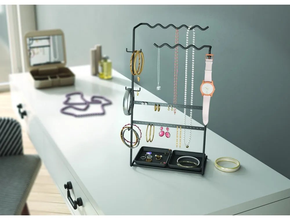 Čierny organizér na šperky Metaltex My Jewels