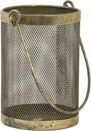 Bronzová antik kovová lampáš Tempan - Ø 10*14 cm
