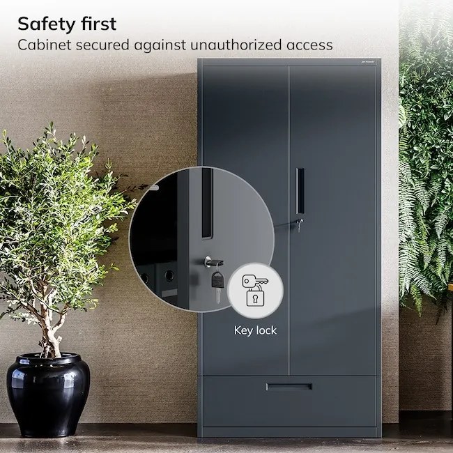 Modulárna kovová multifunkčná skriňa so zásuvkou antracitová MEGAN 1850 x 900 x 400 mm