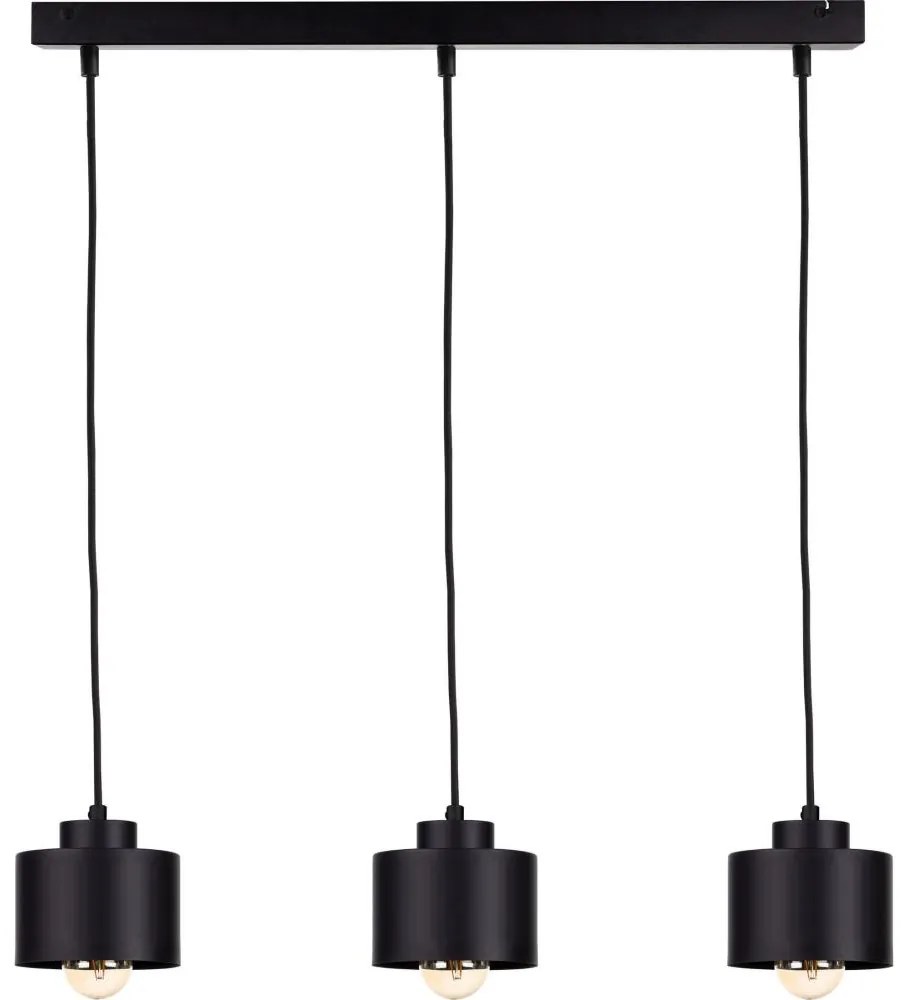 Luster na lanku SIMPLY BLACK 3xE27/60W/230V