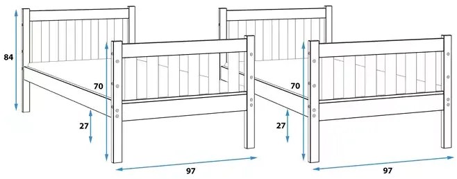Poschodová posteľ KASPER 2v1, rozmer 90x190 cm