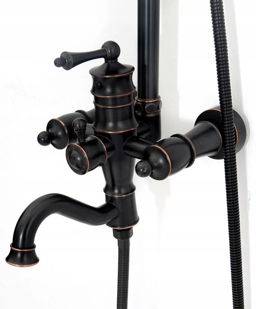 Sprchová súprava MAXMAX Rea VINTAGE čierna s patinou a výtokom do vane