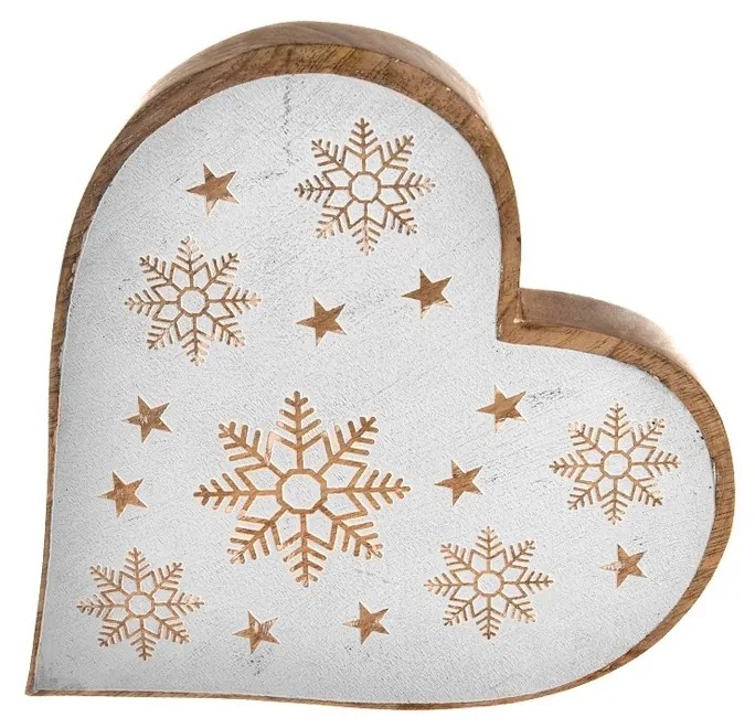 InDecor Vianočné srdce z mangového dreva White, 25 x 4 x 25 cm