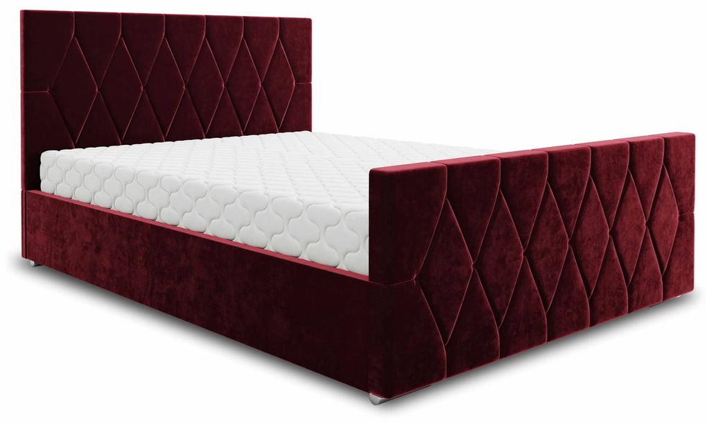 Manželská posteľ 140 cm Alex (bordová) (s roštom a úložným priestorom). Vlastná spoľahlivá doprava až k Vám domov. 1046759