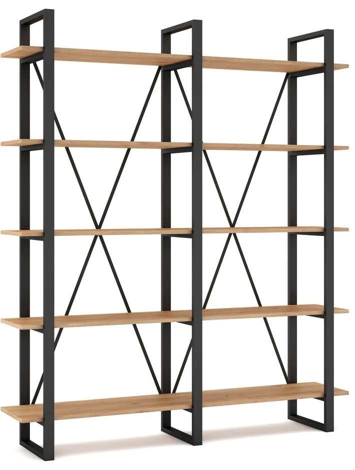 Čierny/prírodný regál v dekore duba 150x180 cm Aviva – Marckeric