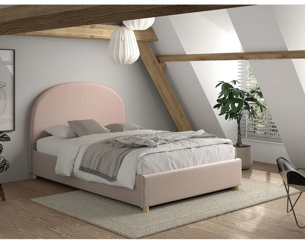 Ružová čalúnená dvojlôžková posteľ s úložným priestorom s roštom 140x200 cm Moon – Vipack