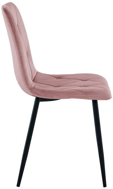 Set štyroch jedálenských stoličiek LIBRA zamatové, ružové / čierne nohy (4 ks)