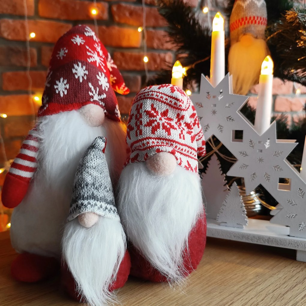 Vianočný škriatok ELF 062 - 29 cm červený