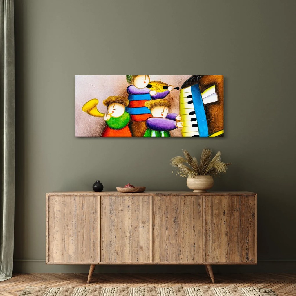 Obraz - Hudobníci, maľba (120x50 cm)