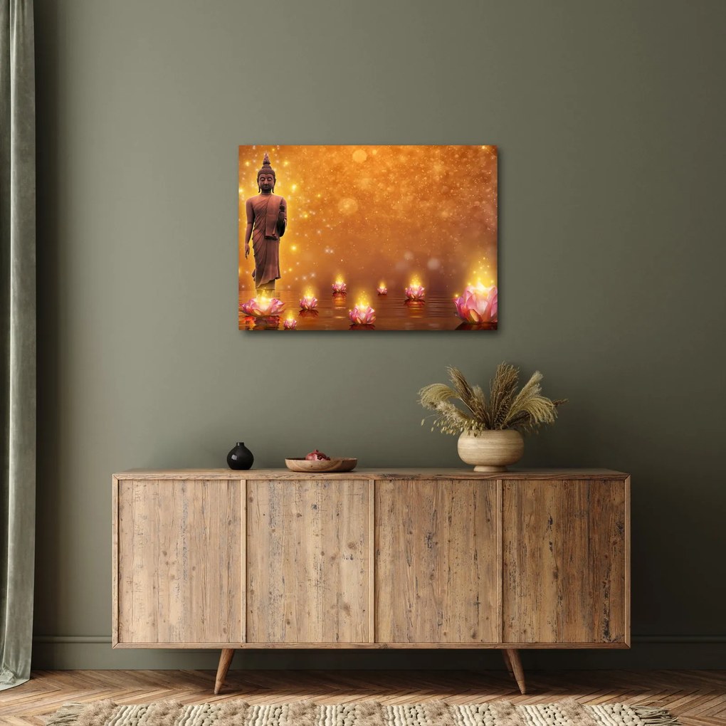 Obraz - Budha v zlatom lesku (70x50 cm)