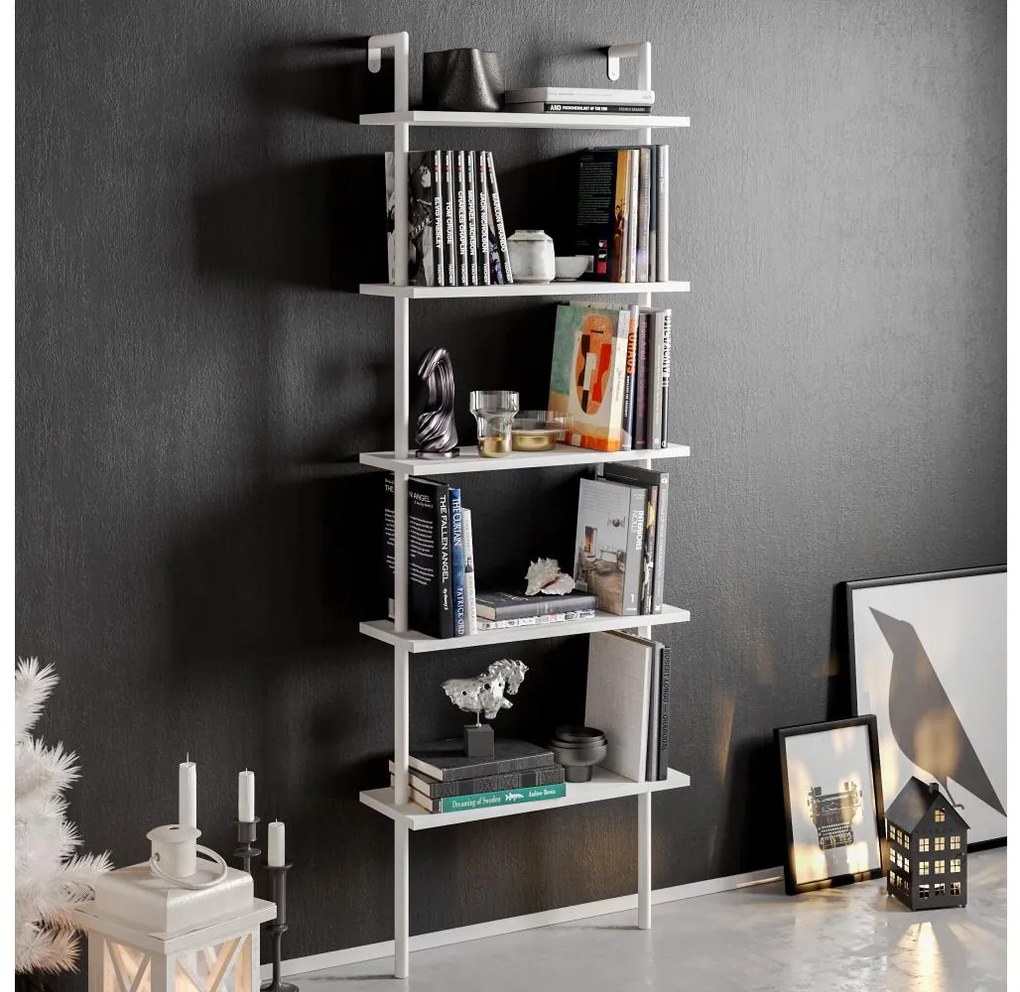 Nástenná knižnica PAULA 174x60 cm biela