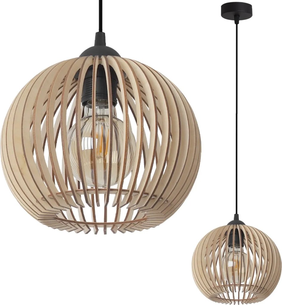 Závesné svietidlo Timber 5, 1x drevené tienidlo