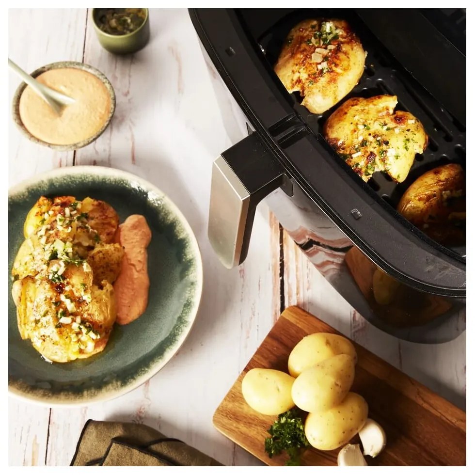 Čierna teplovzdušná fritéza EASY FRY&amp;GRILL STEAM+ FW201815 – Tefal