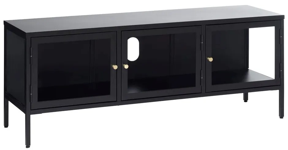 Čierny kovový TV stolík 132x52 cm Carmel - Unique Furniture