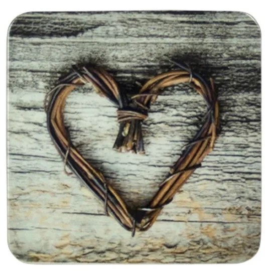 6ks pevné korkové podtácky srdce z vetvičiek Heart Twig - 10 * 10 * 0,4 cm