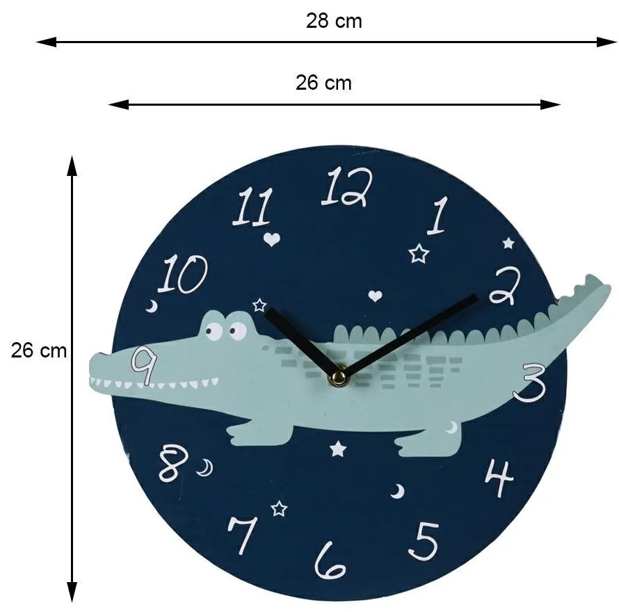 Detské nástenné hodiny Crocodile, modrá