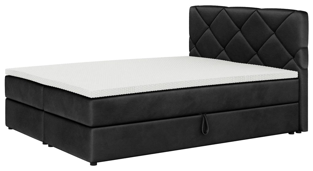 Manželská posteľ Boxspring 140x200 cm Karum (čierna) (s roštom a matracom). Akcia -20%. Vlastná spoľahlivá doprava až k Vám domov. 1007768