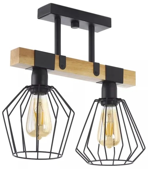 Prisadený luster CAMEROON 2xE27/60W/230V čierna/drevo