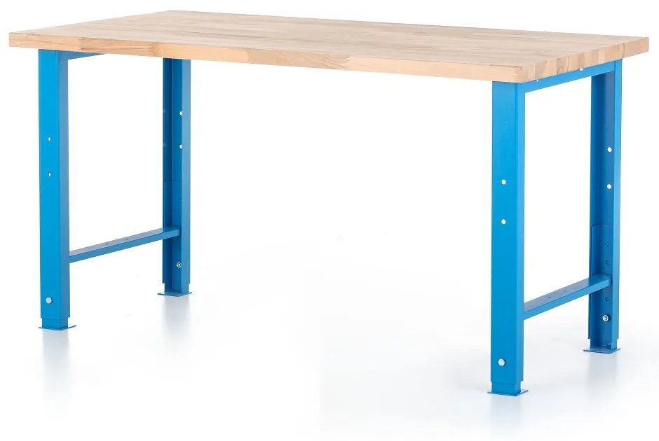 Výškovo nastaviteľný dielenský stôl Basic 150 x 80 cm, modrá