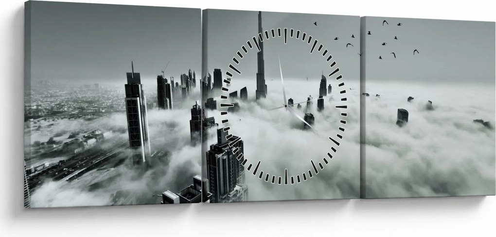 Obraz - Mrakodrapy v Dubai (s hodinami) (90x30 cm)
