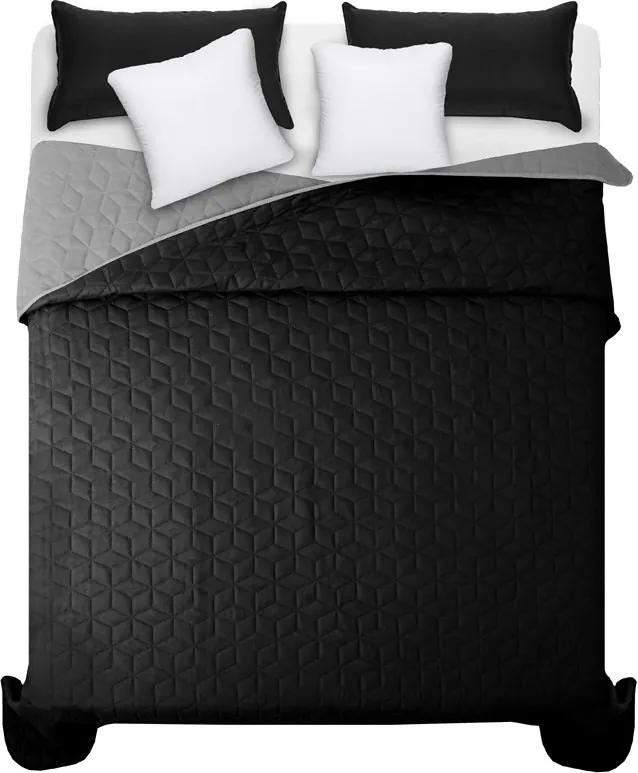DomTextilu Čierno sivý prehoz na manželskú posteľ s elegantným prešívaním 220 x 240 cm 17946