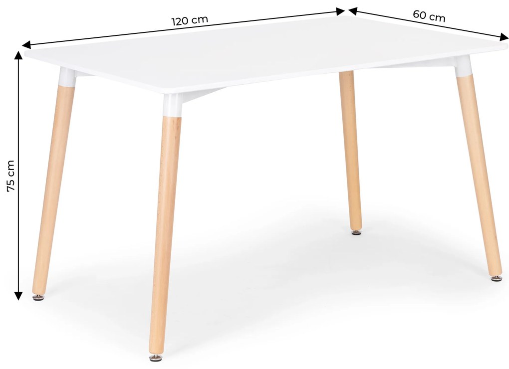 ModernHome Drevený štvorcový stôl do jedálne - 120x60 cm
