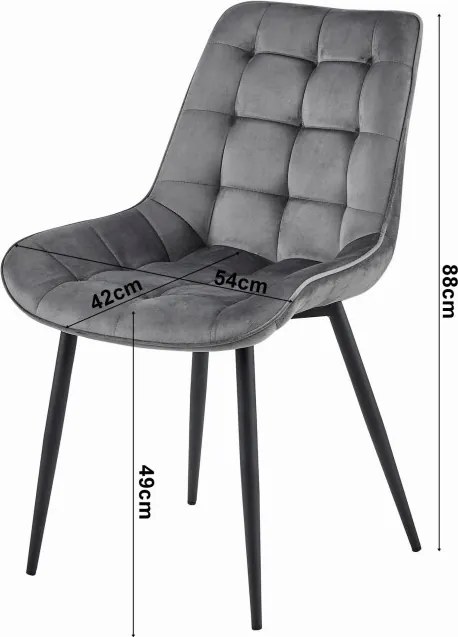 Set štyroch jedálenských stoličiek BERA zamatové ružové / čierne nohy (4 ks)