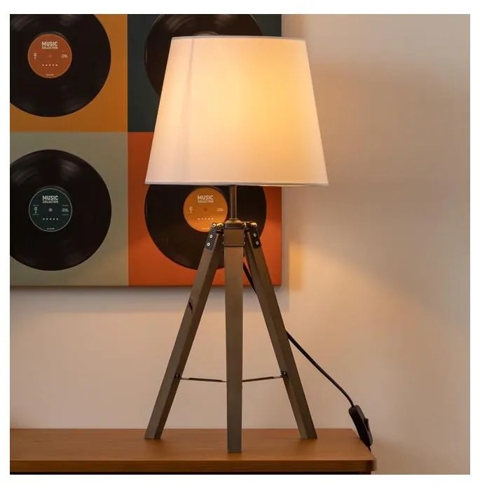 Atmosphera - Stolná lampa RUNO 1xE27/25W/230V drevo/biela P6495