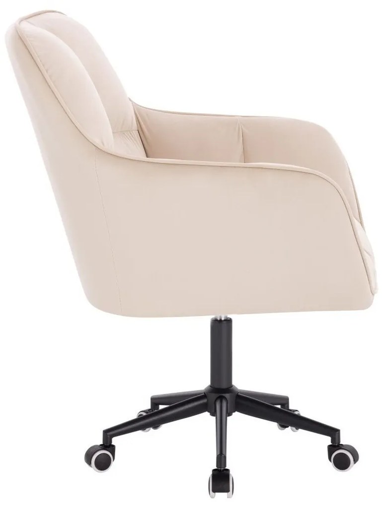 LuxuryForm DESIGN Kreslo AMALFI VELUR na čiernej podstave s kolieskami - krémové