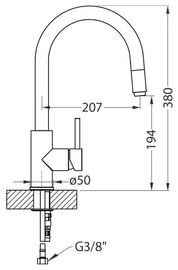 ALVEUS 1129021 - Drezová batéria s vyťahovacou sprškou DELOS 38 cm lesklý chróm