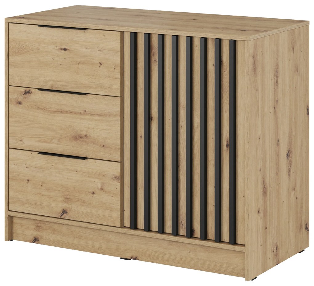 PIA Komoda so zásuvkami Nelly K2 - dub artisan / čierna