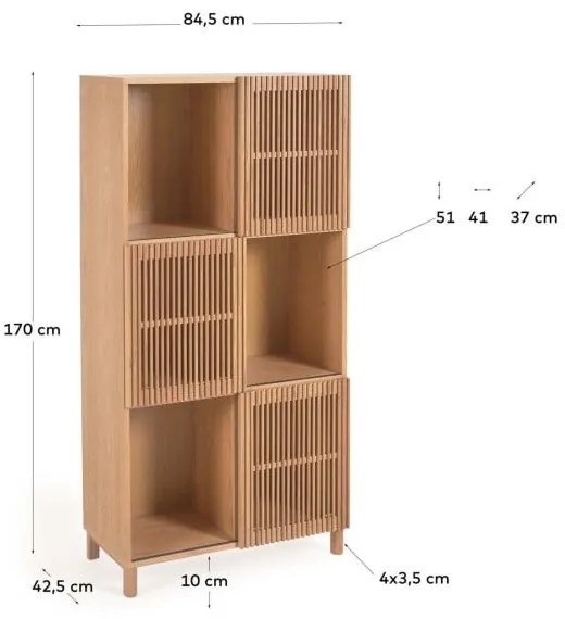 Knižnica v dekore duba s posuvnými dverami v prírodnej farbe 85x170 cm Beyla – Kave Home