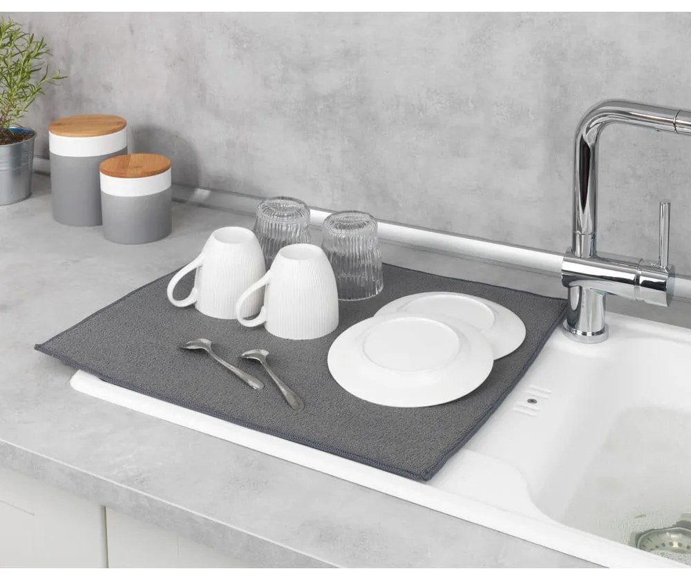 Sivá absorpčná podložka na umytý riad Wenko Miko