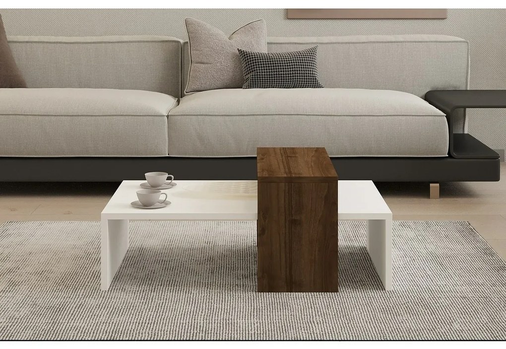 Konferenčný stolík Glow White and Walnut
